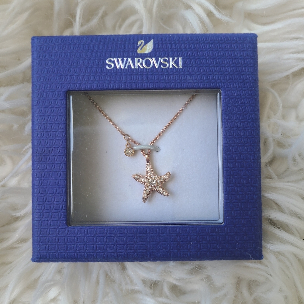 Swarovski Rose Gold Toned Starfish Pendant Necklace- Like New In Box